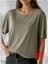 Açık Yeşil Haki Lazer Kesim Basic Tshirt 1