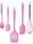 Parça Silikon Mutfak Seti, Isıya Dayanıklı, Yapışmaz, Pembe, Çırpıcı ve Spatula Takımı 1