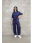 Osy Modal Yumuşak Dokulu Kumaş Oversize Bisiklet Yaka T-Shirt Jogger Eşofman Altı Eşofman Takımı - Lacivert 2