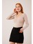 Geniş Yaka Krem Basic Body Bluz 4