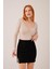 Geniş Yaka Krem Basic Body Bluz 5