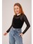 Transparan Siyah Tül Basic Bluz 5