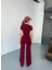 Osy Modal Yumuşak Dokulu Kumaş Nakış Işlemeli Rahat Bol Paça Eşofman Pantalon - Bordo 2