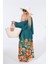 Kadın Yeşil Çiçek Desenli Kimono – Yazlık Hafif Kumaş – Belden Bağlamalı – Standart Beden 3