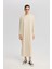 Çizgili Oversize Elbise Krem 1