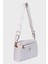 Kadın Beyaz 3 Bölmeli Astarlı Ayarlanabilir Kolon Askılı Çapraz Omuz Çantası 4