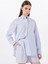 Loose Fit Gömlek Yaka Çizgili Mavi - Beyaz Kadın Gömlek M5SL-GML1695 1