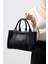 Siyah Deri Mini Tote Çanta 1