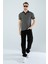 Erkek Slim Fit Kesim Enine Çizgili Y Yaka Pamuklu Likralı Yakalı Kısa Kol T-Shirt 1