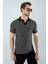 Erkek Slim Fit Kesim Enine Çizgili Y Yaka Pamuklu Likralı Yakalı Kısa Kol T-Shirt 3