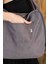 Grey 00s Shopper Bag Fermuarlı, Astarlı , Kumaş, Kol Ve Omuz Çantası / Okul & Günlük 4