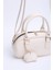 Krem Shk207 Deri Charm Detaylı Fermuarlı Ayarlanabilir Askılı El, Kol Ve Omuz Çantası U:14 E:2 5