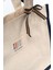 Lacivert & Ekru Kanvas Balat Tote Bag Ayarlanabilir Askılı Kadın El Ve Omuz Çantası 3