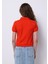 Slim Fit Polo Yaka Düz Kadın Kirmizi Kısa Kol Tişört 2