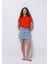 Slim Fit Polo Yaka Düz Kadın Kirmizi Kısa Kol Tişört 3