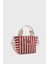 Kadın Çizgili Mini Keten Tote Çanta 2