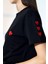 Kadın Kalp Nakışlı Bisiklet Yaka T-Shirt 1