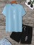 Unisex Kadın/erkek Dikey Özel Baskılı Renkli Şort T-Shirt Takımı 1