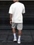 Erkek Dikey Baskılı Oversize T-Shirt Şort 3