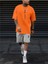 Erkek Dikey Baskılı Oversize T-Shirt Şort 1