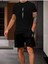 Erkek Dikey Baskılı Oversize T-Shirt Şort 1