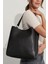 Siyah Kadın Mıknatıslı Fermuar Bölmeli Omuz Çantası 10va2067 1