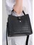 Kadın Kilit Detaylı Suya Dayanıklı 3 Bölmeli Siyah Omuz Çantası Jp2098 4