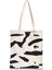 Kanvas Bez Kumaş Baskılı Alışveriş Shopper Tote Bag - Kol Ve Omuz Çantası Zebra Desenli 1