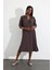 Acı Kahve Oversize Tek Düğmeli Elbise 16584 3