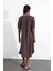 Acı Kahve Oversize Tek Düğmeli Elbise 16584 5
