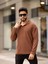Slimfit Kesim Erkek Yakalı Uzun Kollu Sweatshirt-Kahve 1