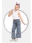 Kuromi Nakışlı-Kar Yıkamalı-Pamuklu-Mavi Kot-Denim-Jeans-Palazzo-Kız Çocuk Pantolonu 2