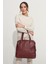 Bordo Kadın Fermuar Detaylı Omuz Çantası 10va2049 3