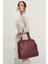 Bordo Kadın Fermuar Detaylı Omuz Çantası 10va2049 4