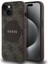 Apple iPhone 15 Kılıf Lisanslı M-Safe Şarj Özellikli Yazı Logolu Circle Classic Kapak Kahverengi 1