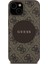 Apple iPhone 15 Kılıf Lisanslı M-Safe Şarj Özellikli Yazı Logolu Circle Classic Kapak Kahverengi 2