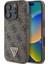 Apple iPhone 16 Pro Kılıf Lisanslı Pu Deri Taşlı Üçgen Logo 4g Desenli Strass Kapak Kahverengi 1