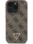 Apple iPhone 16 Pro Kılıf Lisanslı Pu Deri Taşlı Üçgen Logo 4g Desenli Strass Kapak Kahverengi 2
