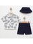 Yaprak Desenli Şapkalı Şortlu Yazlık Erkek Bebek Takım 1
