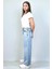 Kız Çocuk Yıldız Desenli %100 Pamuk Yüksek Bel Geniş Paça Kot PANTOLON-PNT-0053 4