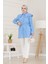 Çift Yaka Dantelli Tunik-Indigo 2