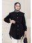 Beli Bağcık Detaylı Geniş Yaka Tunik-Siyah 4