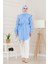 Beli Bağcık Detaylı Geniş Yaka Tunik-Bebe Mavi 2