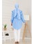 Beli Bağcık Detaylı Geniş Yaka Tunik-Bebe Mavi 5