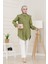 Beli Bağcık Detaylı Geniş Yaka Tunik-Yeşil 2