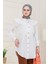 Beli Bağcık Detaylı Geniş Yaka Tunik-Beyaz 4