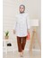 Beli Bağcık Detaylı Geniş Yaka Tunik-Beyaz 1