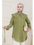 Beli Bağcık Detaylı Geniş Yaka Tunik-Yeşil 4
