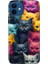 Apple iPhone 12 Kılıf Renkli Baskılı Silikon Kedi Ordusu 1