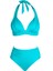 Kadın Yarım Dolgulu Turkuaz Yüksek Bel Bikini Takımı 1